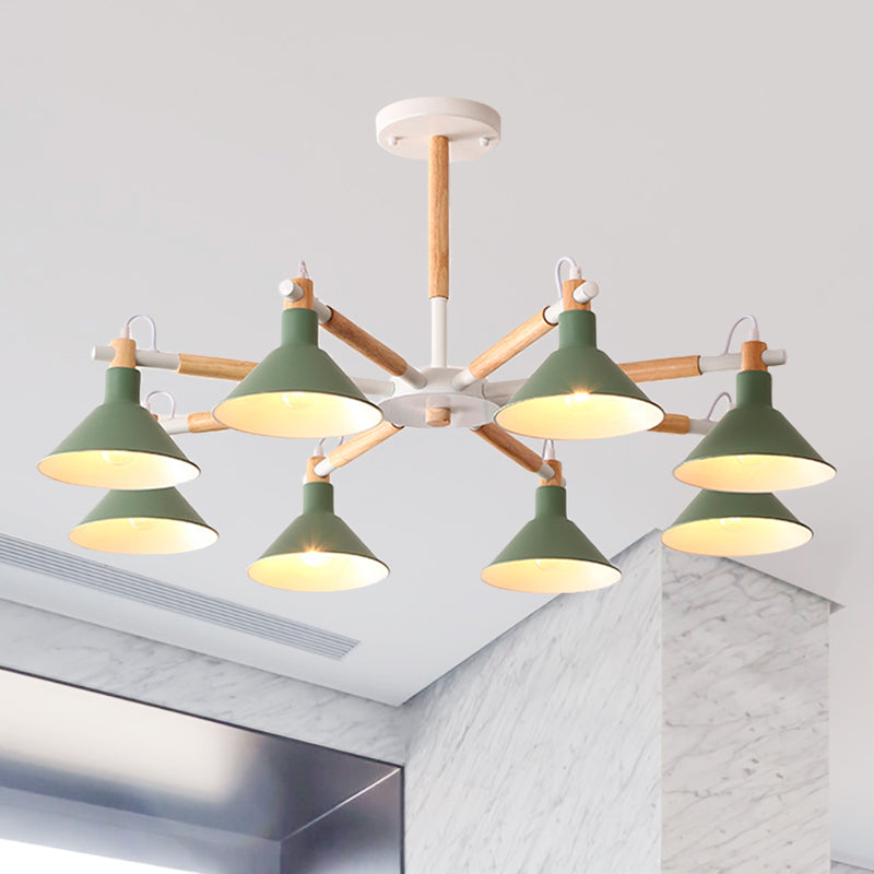 Living Room Horn Shape Chandelier Metal 8 Bulbs Modern Lamp - Rebooters