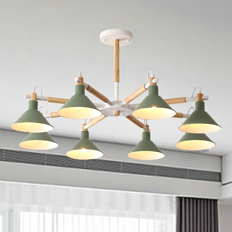 Living Room Horn Shape Chandelier Metal 8 Bulbs Modern Lamp - Rebooters