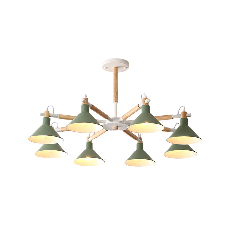 Living Room Horn Shape Chandelier Metal 8 Bulbs Modern Lamp - Rebooters