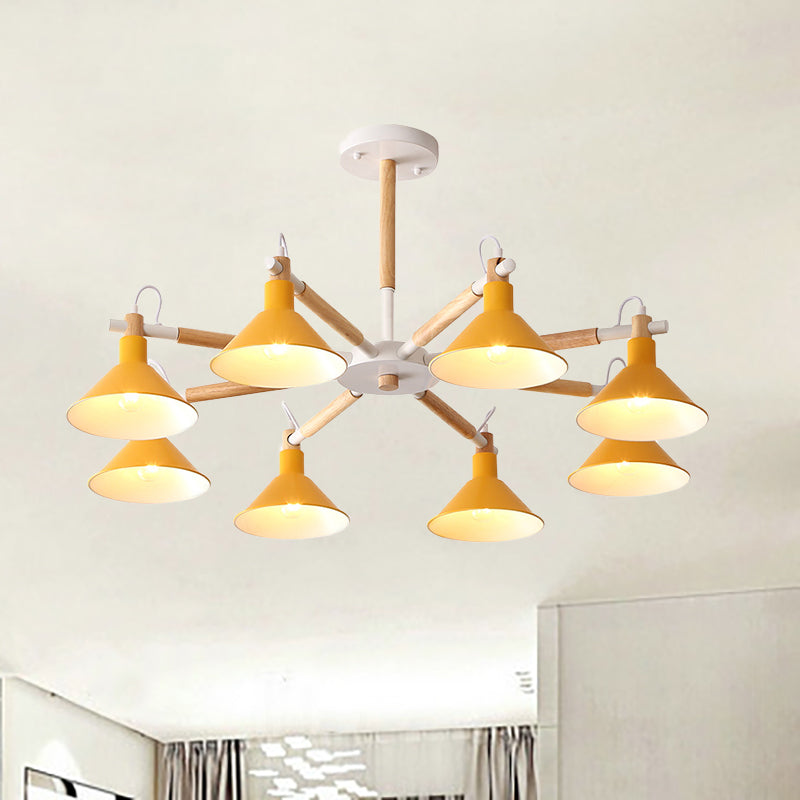 Living Room Horn Shape Chandelier Metal 8 Bulbs Modern Lamp - Rebooters