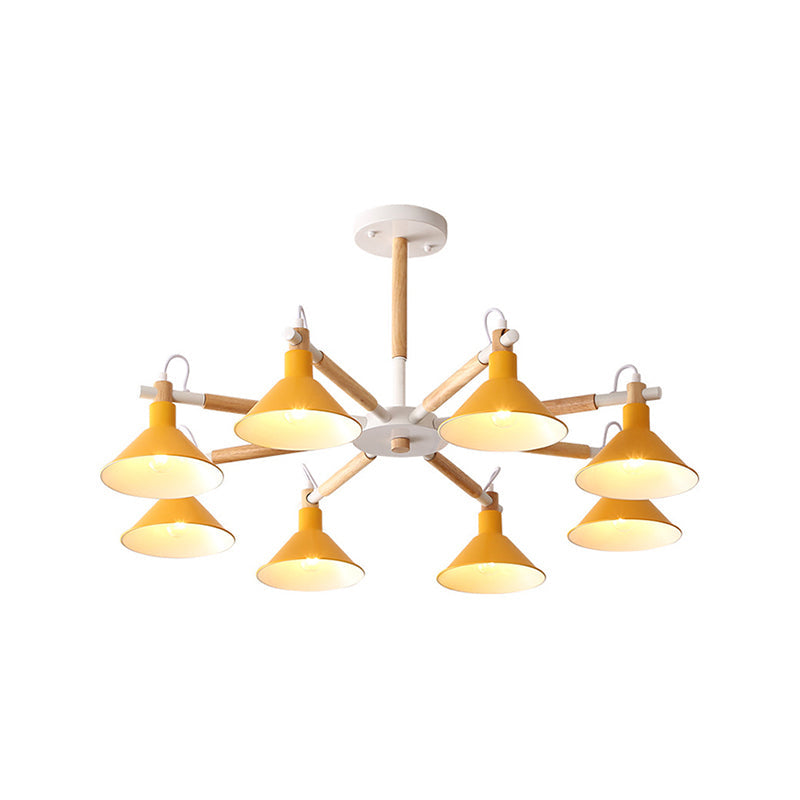 Living Room Horn Shape Chandelier Metal 8 Bulbs Modern Lamp - Rebooters