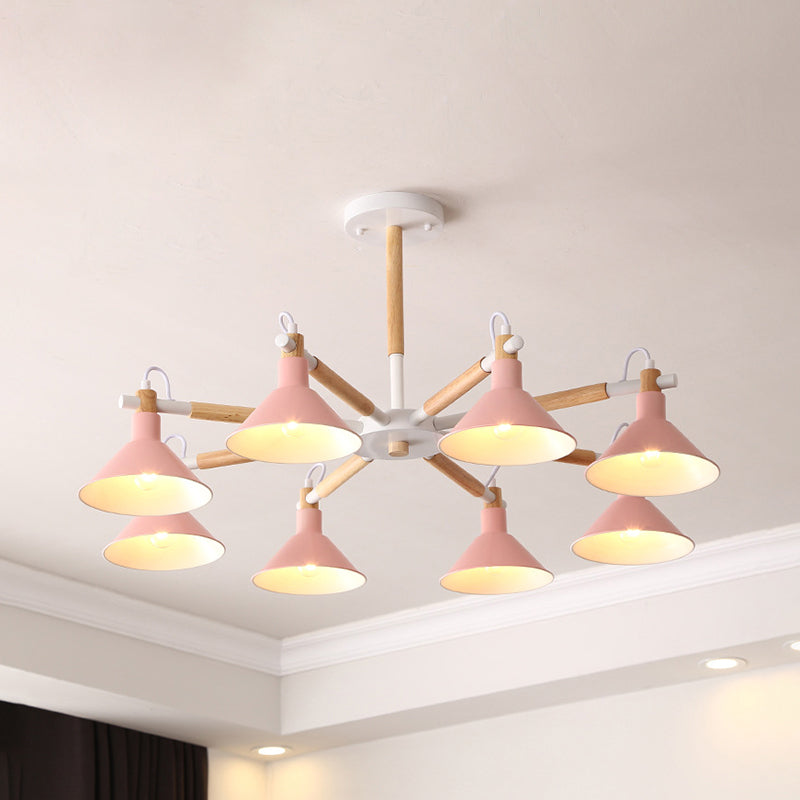 Living Room Horn Shape Chandelier Metal 8 Bulbs Modern Lamp - Rebooters