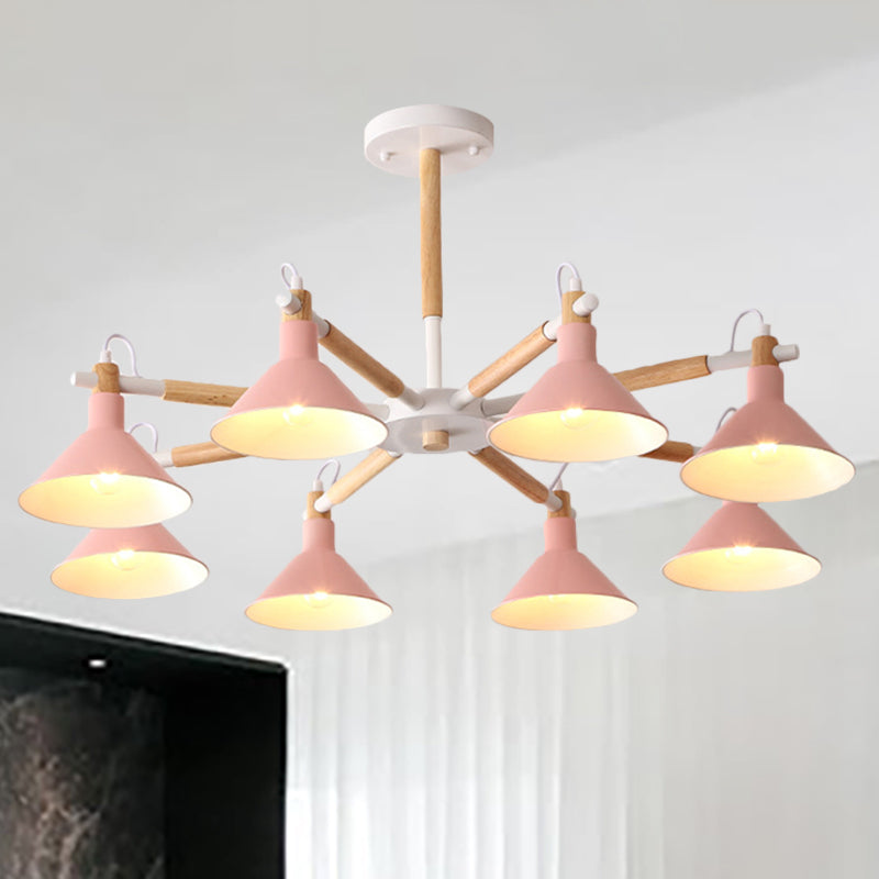 Living Room Horn Shape Chandelier Metal 8 Bulbs Modern Lamp - Rebooters
