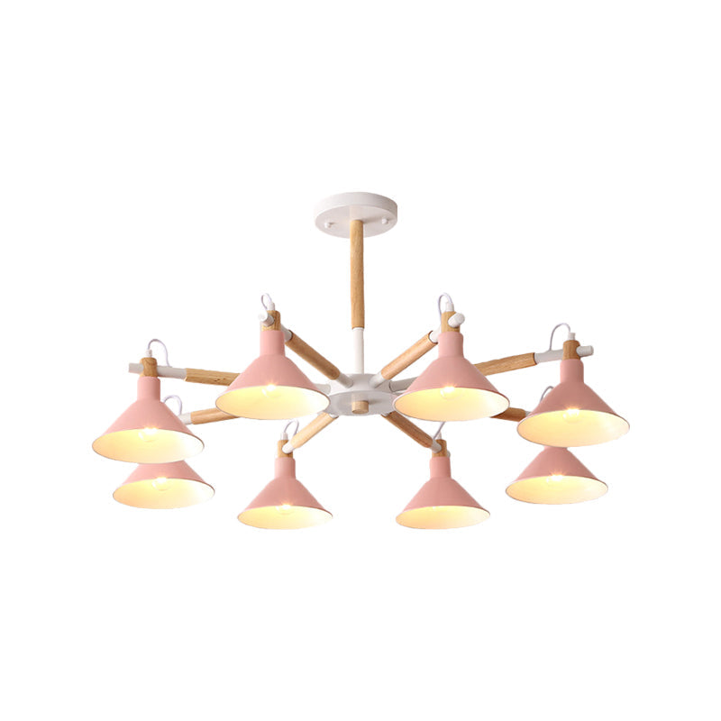 Living Room Horn Shape Chandelier Metal 8 Bulbs Modern Lamp - Rebooters
