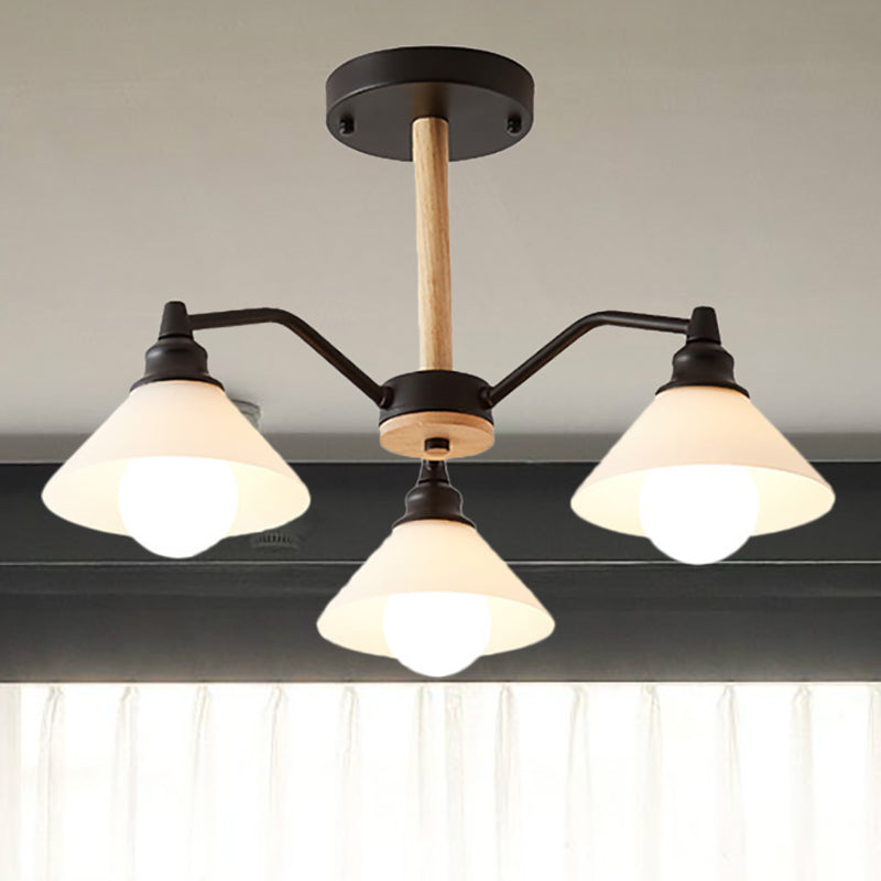 Conical Shade Bedroom Hanging Lights Metal 3 Lights Lamp - Rebooters
