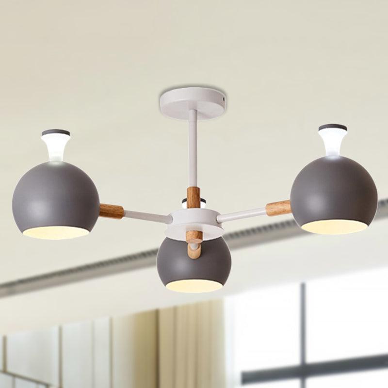 Modern Style Dome Hanging Ceiling Fixture 3 Lights Iron Pendant Light - Rebooters