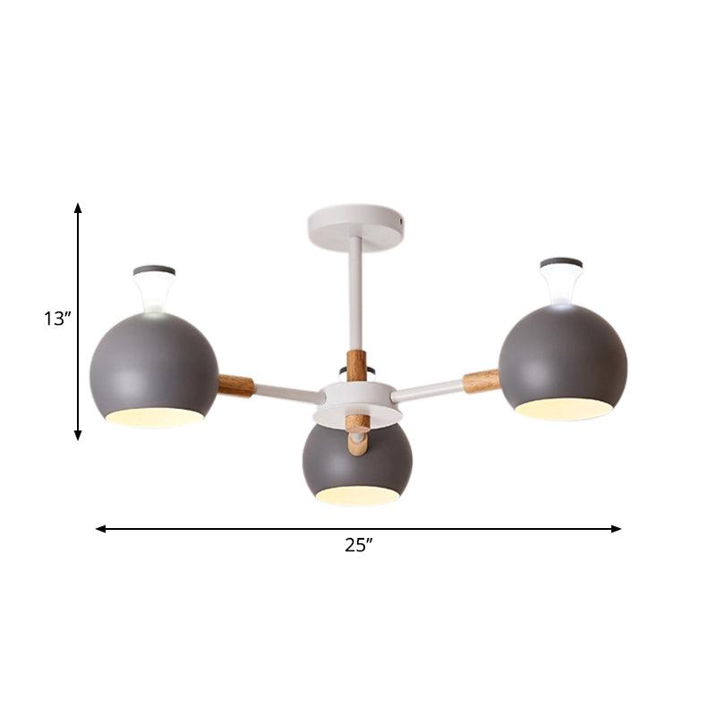 Modern Style Dome Hanging Ceiling Fixture 3 Lights Iron Pendant Light - Rebooters