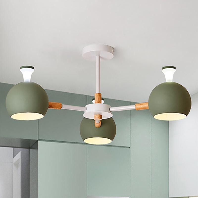 Modern Style Dome Hanging Ceiling Fixture 3 Lights Iron Pendant Light - Rebooters