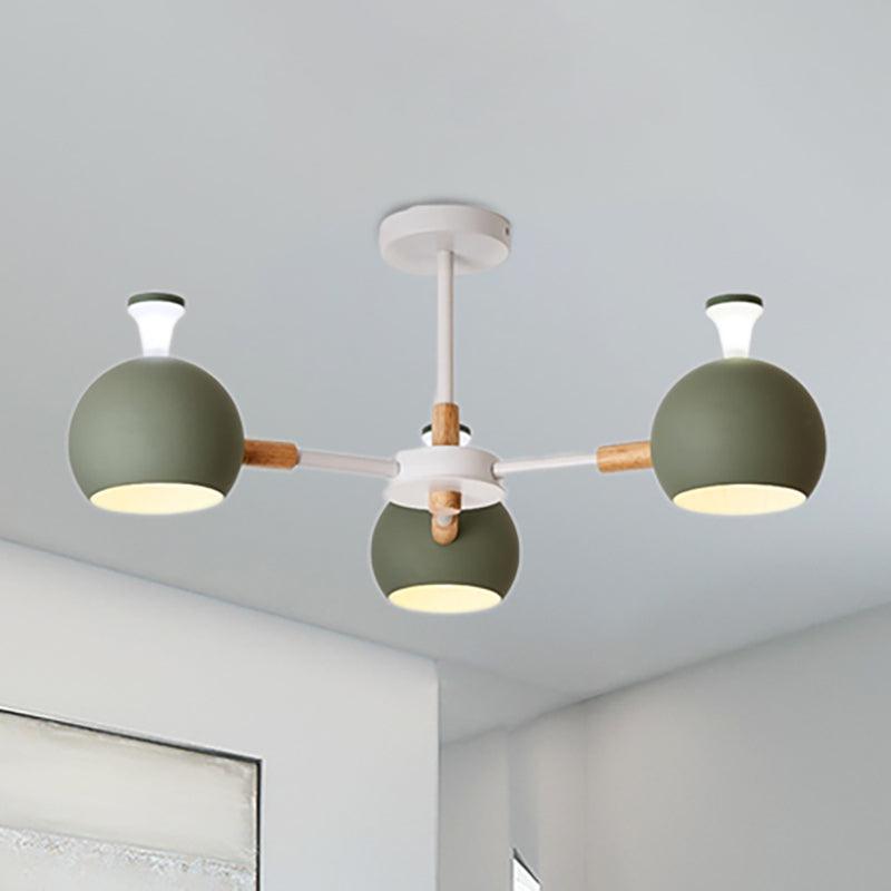 Modern Style Dome Hanging Ceiling Fixture 3 Lights Iron Pendant Light - Rebooters