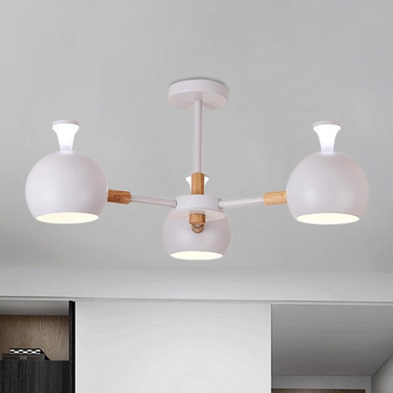 Modern Style Dome Hanging Ceiling Fixture 3 Lights Iron Pendant Light - Rebooters