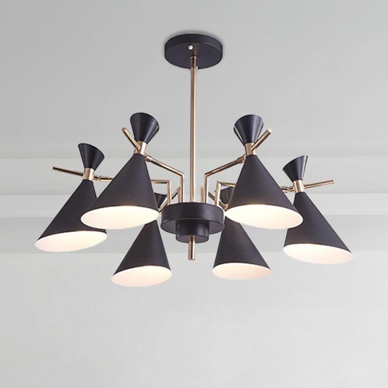 Living Room Horn Shape Pendant Light Fixture Metal Modern Style 6 Heads Hanging Lamp - Rebooters