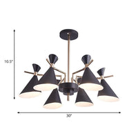 Living Room Horn Shape Pendant Light Fixture Metal Modern Style 6 Heads Hanging Lamp - Rebooters