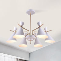 Living Room Horn Shape Pendant Light Fixture Metal Modern Style 6 Heads Hanging Lamp - Rebooters