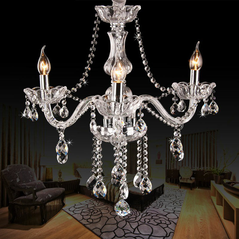 Victorian Style Candle Chandelier 3-Head Clear Glass Light - Rebooters