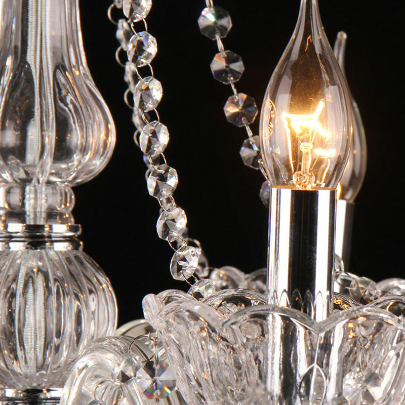 Victorian Style Candle Chandelier 3-Head Clear Glass Light - Rebooters