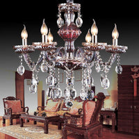 6-Light Candle Chandelier Traditional Clear-Red Crystal Fixture - Rebooters