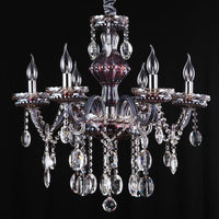 6-Light Candle Chandelier Traditional Clear-Red Crystal Fixture - Rebooters