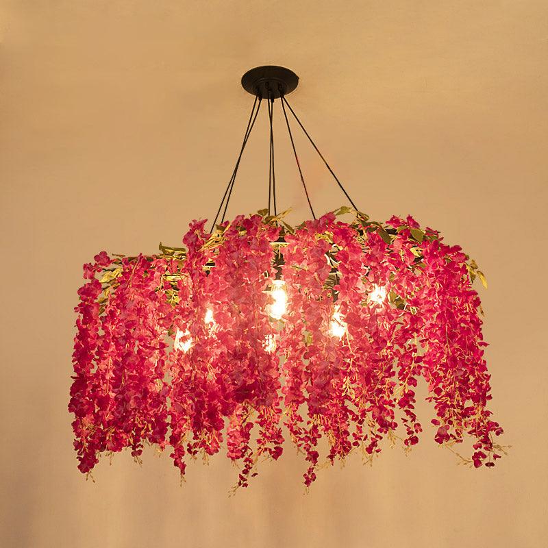 Artificial Flower Chandelier Lighting Art Deco Metal Ceiling Light - Rebooters