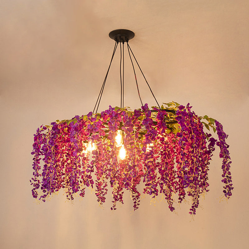 Artificial Flower Chandelier Lighting Art Deco Metal Ceiling Light - Rebooters