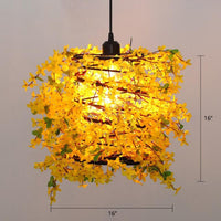 Artificial Flower Chandelier Lighting Art Deco Metal Ceiling Light - Rebooters
