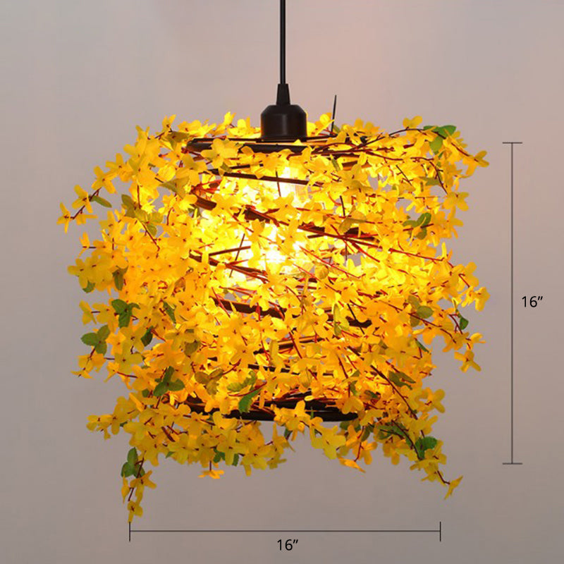 Artificial Flower Chandelier Lighting Art Deco Metal Ceiling Light - Rebooters