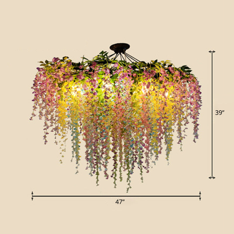 Industrial Artificial Botanic Hanging Lamp Metal Chandelier Light Fixture for Restaurant - Rebooters