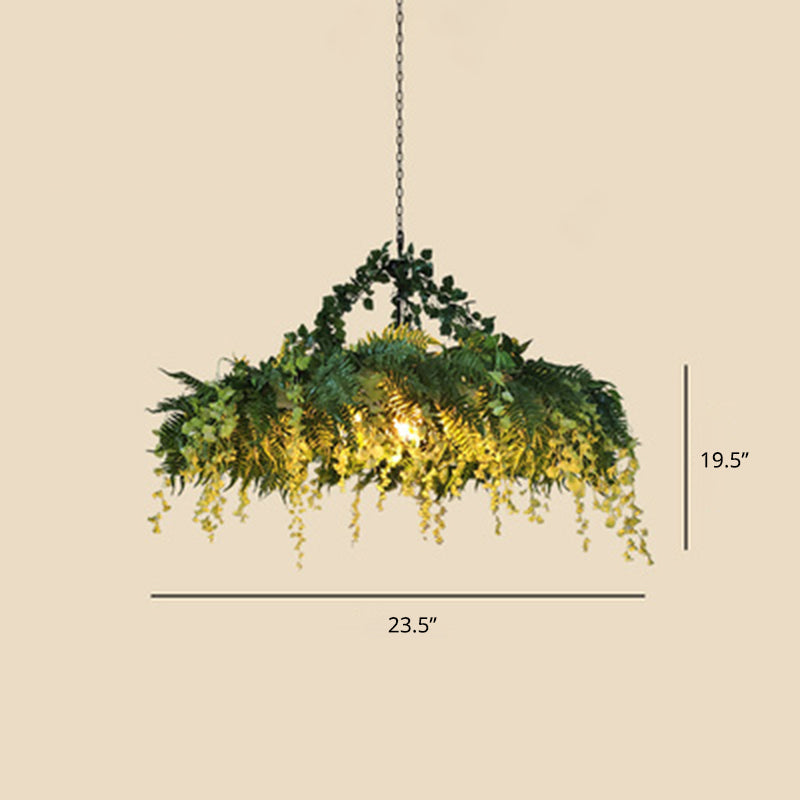 Industrial Artificial Botanic Hanging Lamp Metal Chandelier Light Fixture for Restaurant - Rebooters