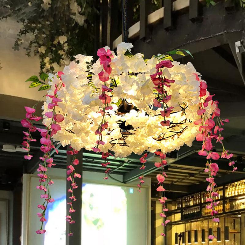 3-Light Round Cage Pendant Lamp Rural Metal Chandelier Light - Rebooters