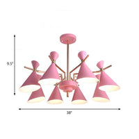 Metal Cone Shade Hanging Light 8 Lights Nordic Pendant Fixture - Rebooters