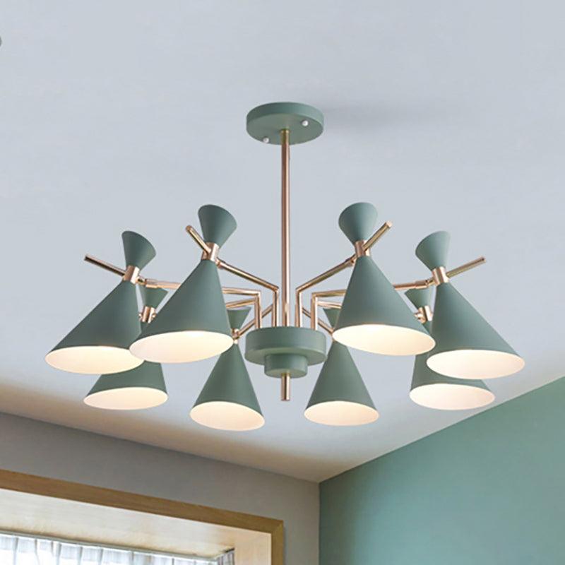 Metal Cone Shade Hanging Light 8 Lights Nordic Pendant Fixture - Rebooters