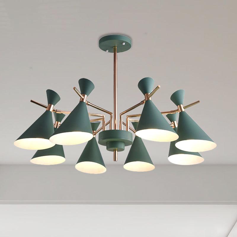 Metal Cone Shade Hanging Light 8 Lights Nordic Pendant Fixture - Rebooters