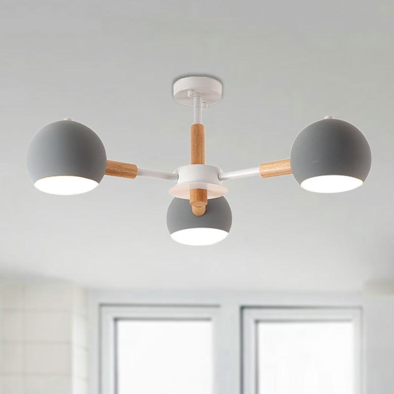Dining Room Sphere Hanging Lamp Metal 3 Lights Simple Style - Rebooters