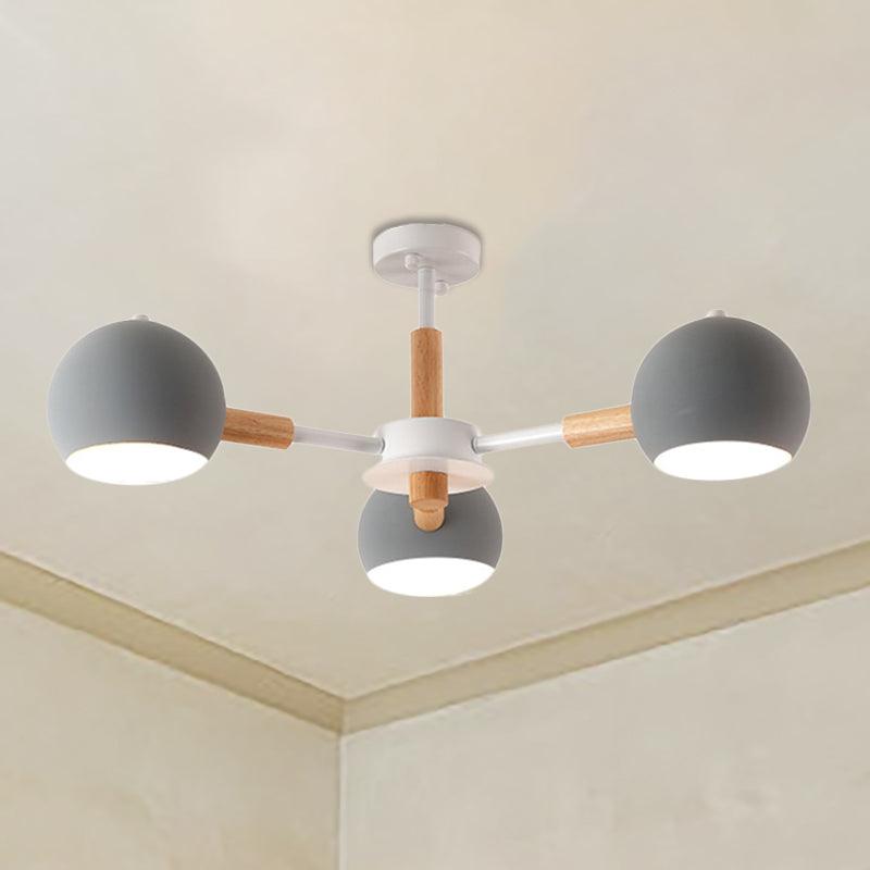 Dining Room Sphere Hanging Lamp Metal 3 Lights Simple Style - Rebooters