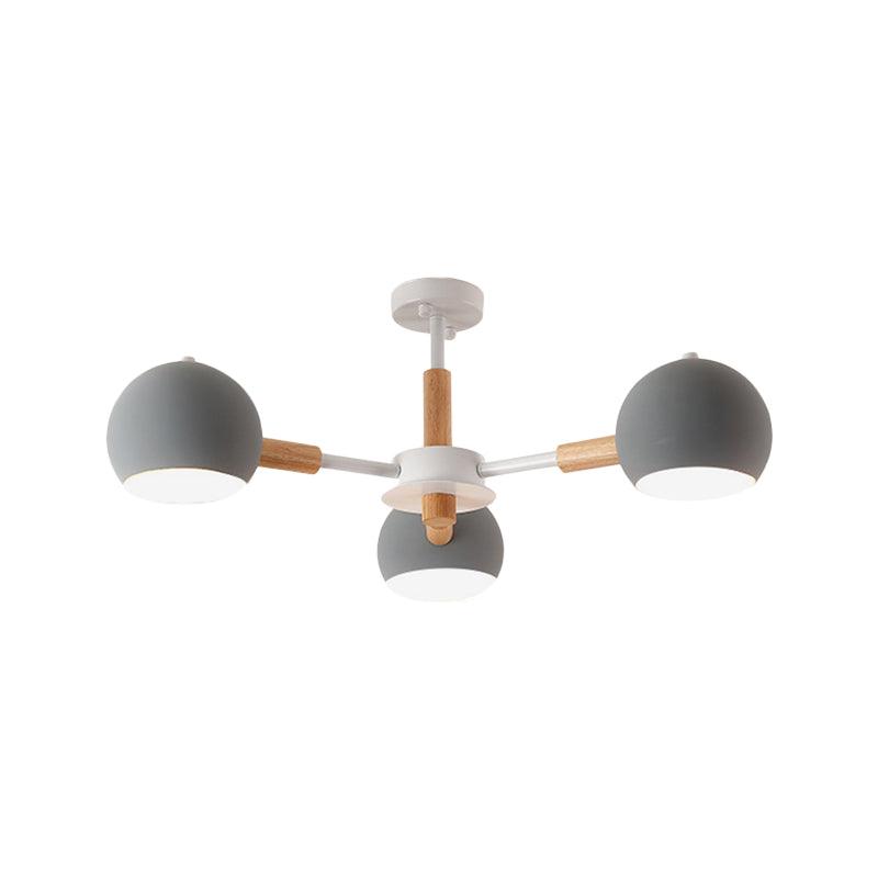 Dining Room Sphere Hanging Lamp Metal 3 Lights Simple Style - Rebooters