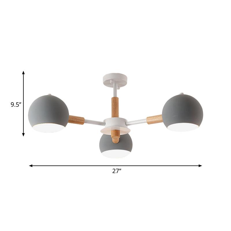 Dining Room Sphere Hanging Lamp Metal 3 Lights Simple Style - Rebooters