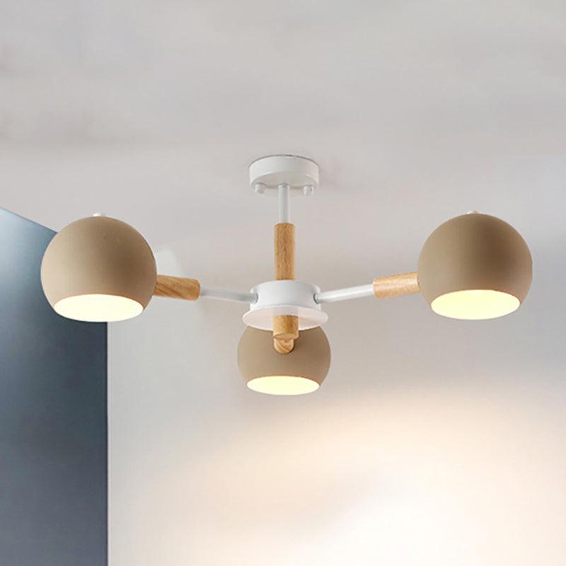 Dining Room Sphere Hanging Lamp Metal 3 Lights Simple Style - Rebooters