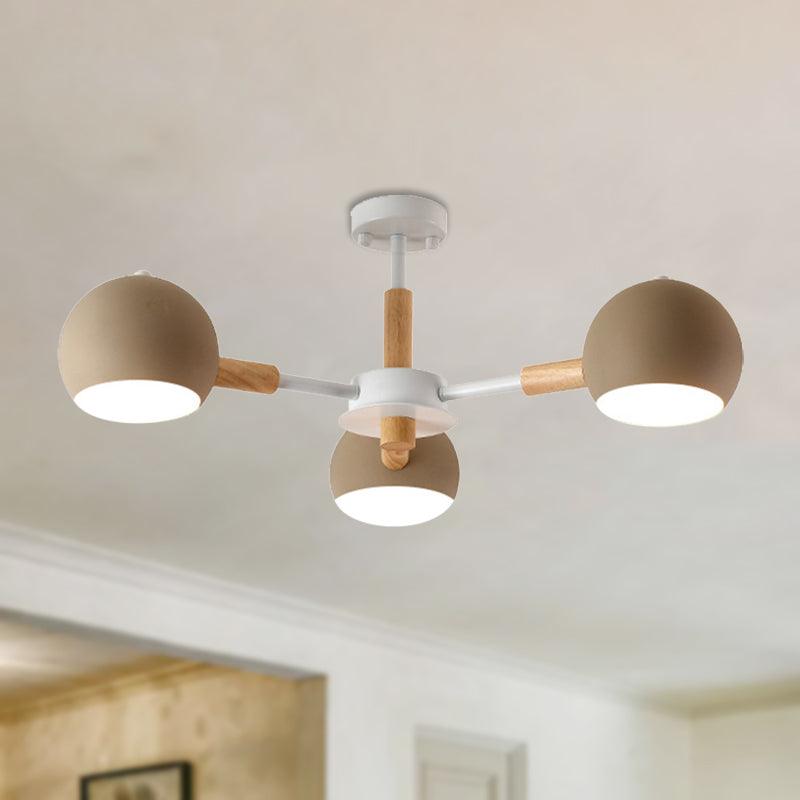 Dining Room Sphere Hanging Lamp Metal 3 Lights Simple Style - Rebooters