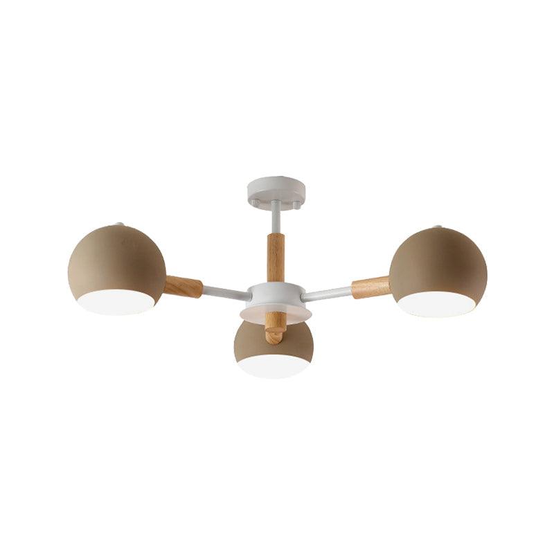 Dining Room Sphere Hanging Lamp Metal 3 Lights Simple Style - Rebooters
