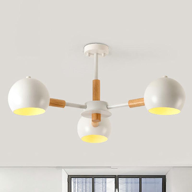 Dining Room Sphere Hanging Lamp Metal 3 Lights Simple Style - Rebooters