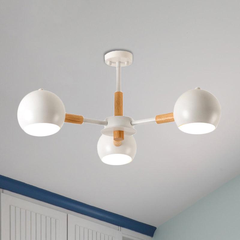 Dining Room Sphere Hanging Lamp Metal 3 Lights Simple Style - Rebooters