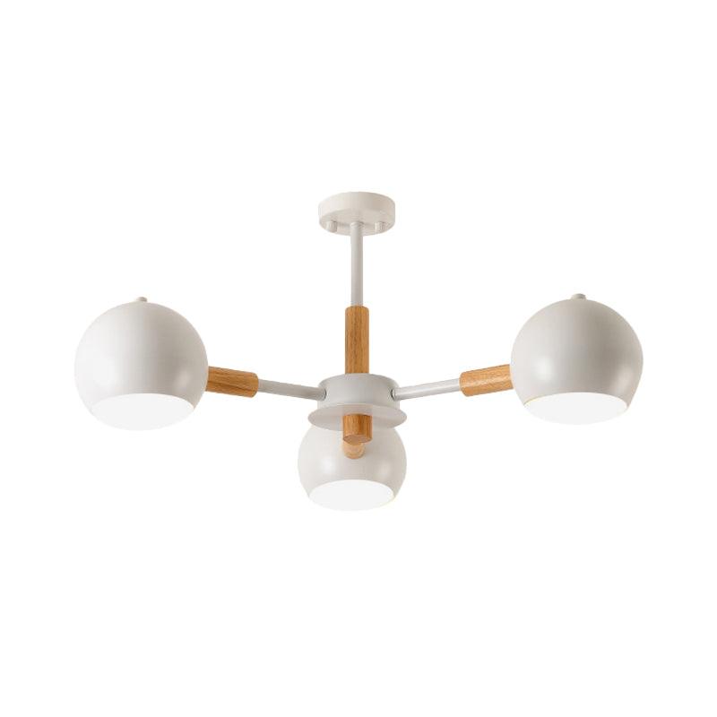 Dining Room Sphere Hanging Lamp Metal 3 Lights Simple Style - Rebooters