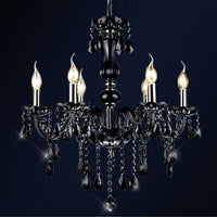 6-Light Candle Chandelier Vintage Black Crystal Pendant Light - Rebooters