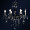 6-Light Candle Chandelier Vintage Black Crystal Pendant Light - Rebooters