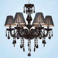 6-Light Candle Chandelier Vintage Black Crystal Pendant Light - Rebooters