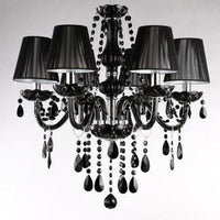 6-Light Candle Chandelier Vintage Black Crystal Pendant Light - Rebooters