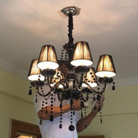 6-Light Candle Chandelier Vintage Black Crystal Pendant Light - Rebooters