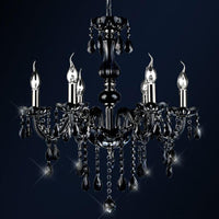 6-Light Candle Chandelier Vintage Black Crystal Pendant Light - Rebooters