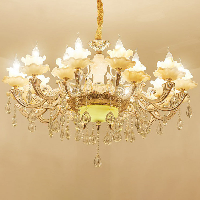 White Faux Candle Chandelier Light Traditional Frosted Glass - Rebooters