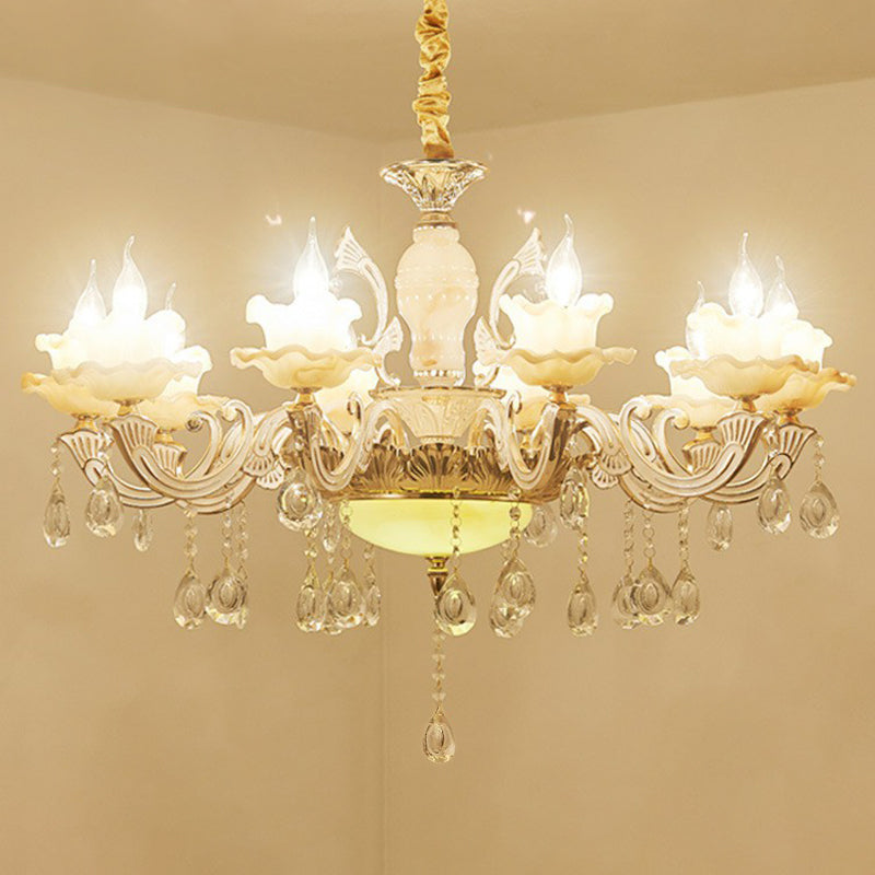 White Faux Candle Chandelier Light Traditional Frosted Glass - Rebooters