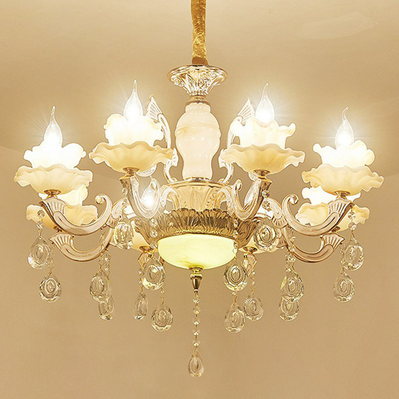 White Faux Candle Chandelier Light Traditional Frosted Glass - Rebooters